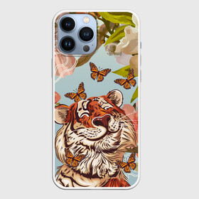 Чехол для iPhone 13 Pro Max с принтом Тигр и бабочки в Екатеринбурге,  |  | Тематика изображения на принте: 2022 | 2022 тигр | бабочка | бабочка и тигр | бабочки | восточный тигр | восточный узор | иероглиф тигра | китай | китайский пейзаж | китайский тигр | новый год | тигр | тигр 2022 | тигр и бабочка