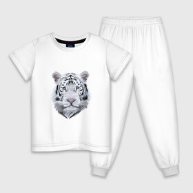 Детская пижама хлопок с принтом Бенгальский белый тигр в Екатеринбурге, 100% хлопок |  брюки и футболка прямого кроя, без карманов, на брюках мягкая резинка на поясе и по низу штанин
 | 2022 | 2022 тигр | белый тигр | бенгальский | бенгальский тигр | бенгальского тигра | восточный тигр | китай | китайский тигр | новый год | тигр | тигр 2022 | тигр китайский | тигра