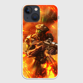 Чехол для iPhone 13 mini с принтом Doom ART (+спина) в Екатеринбурге,  |  | doom | doom eternal | doom slayer | doomguy | дум | дум гай | думгай | солдат рока