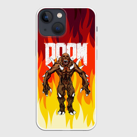 Чехол для iPhone 13 mini с принтом DOOM IMP | FIRE AND MONSTER в Екатеринбурге,  |  | demons | devil | doom | doom eternal | doom slayer | fire | hell | imp | ад | демон | демоны | дум | имп | огонь | фаер