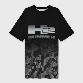Платье-футболка 3D с принтом H2  HUMMER LOGO в Екатеринбурге,  |  | auto | h1 | h2 | hammer | hmmwv | hummer | logo | авто | ам | военный | военный автомобиль | лого | логотип | милитари | миллитари | хаки | хамер | хаммер