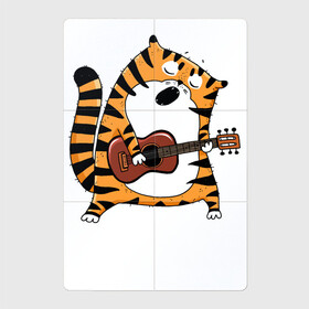 Магнитный плакат 2Х3 с принтом Тигр играет на гитаре в Екатеринбурге, Полимерный материал с магнитным слоем | 6 деталей размером 9*9 см | 2022 | год тигра | новый год | новый год 2022 | символ года | тигр | тигренок | тигрица | тигры