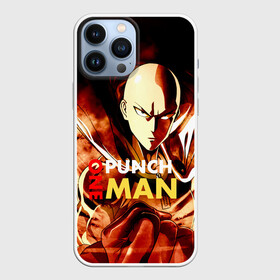 Чехол для iPhone 13 Pro Max с принтом Огненный Сайтама One Punch Man в Екатеринбурге,  |  | hagemanto | one punch man | one punchman | onepunchman | saitama | sensei | аниме | ван панч мен | ванпанчмен | лысый плащ | манга | сайтама | сильнейший человек | учитель | человек одинудар | человек одного удара