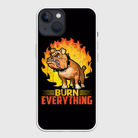 Чехол для iPhone 13 с принтом Сжечь Всё в Екатеринбурге,  |  | boxer | bulldog | fighting dog | pit bull | бойцовская собака | бойцовский пес | боксер | бульдог | волкодав | гнев | друг человека | злость | лев | ненависть | огонь | пес | питбуль | питбультерьер | собака | хищник