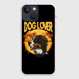 Чехол для iPhone 13 mini с принтом Любитель Собак (Dog Lover) в Екатеринбурге,  |  | anim | bernese mountain dog | bernese sheepdog | dog | бернская овчарка | бернский зенненхунд | год собаки | друг человека | животное | зверь | кинолог | овчарка | пастушья собака | пёс | порода собак