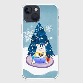 Чехол для iPhone 13 mini с принтом Медвежонок под новогодней елкой в Екатеринбурге,  |  | 2022 | christmas | new year | животные | звери | зверюшки | зима | кавай | медведь | медвежонок | милота | милый | мишка | нг | новогодний | новый год | рождество | снег