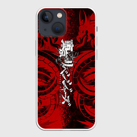 Чехол для iPhone 13 mini с принтом TOKYO REVENGERS BLACK RED DRAGON в Екатеринбурге,  |  | anime | draken | mikey | tokyorevengers | walhalla | аниме | вальгала | дракен | иероглифы | кэн | манга | мандзиро | микки | рюгудзи | сано | символы | токийские мстители