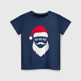 Детская футболка хлопок с принтом Санта ХО ХО ХО арт в Екатеринбурге, 100% хлопок | круглый вырез горловины, полуприлегающий силуэт, длина до линии бедер | art | christmas | hat | new year | santa | santa claus | арт | дед мороз | новый год | рождество | санта | санта клаус | шапка