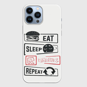Чехол для iPhone 13 Pro Max с принтом Roblox repeat в Екатеринбурге,  |  | eat | game | repeat | roblox | sleep