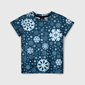 Детская футболка 3D с принтом Новогодние снежинки, новый год в Екатеринбурге, 100% гипоаллергенный полиэфир | прямой крой, круглый вырез горловины, длина до линии бедер, чуть спущенное плечо, ткань немного тянется | Тематика изображения на принте: 2021 | 2022 | christmas | merry | merry christmas | new year | snow | sweater | ugly christmas | winter | year of the tiger | год тигра | зима | новогодний | новогодняя | новый год | рождественский | рождественский свитер | рождество | свитер | 
