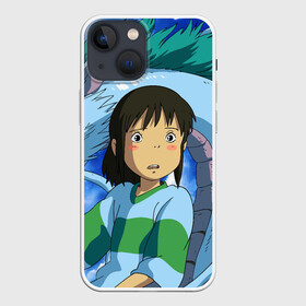 Чехол для iPhone 13 mini с принтом Spirited awаy в Екатеринбурге,  |  | anime | chihiro ogino | dragon | ghibli | girl | haku | sen | spirit of the kohaku river | spirited away | аниме | девочка | дзибли | дракон | дух реки | сэн | тихиро | хаку