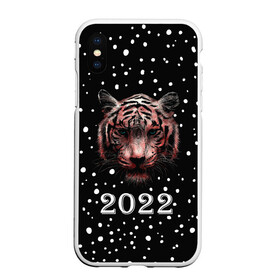 Чехол для iPhone XS Max матовый с принтом New Year Immortal Tiger в Екатеринбурге, Силикон | Область печати: задняя сторона чехла, без боковых панелей | 2022 | 22 | christmas | claus | deer | frost | immortal | new | santa | second | snow | spruce | symbol | team | three | tiger | tree | twenty | winter | year | второй | год | года | двадать | дед | елка | ель | зима | клаус | мороз | нового