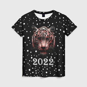 Женская футболка 3D с принтом New Year Immortal Tiger в Екатеринбурге, 100% полиэфир ( синтетическое хлопкоподобное полотно) | прямой крой, круглый вырез горловины, длина до линии бедер | 2022 | 22 | christmas | claus | deer | frost | immortal | new | santa | second | snow | spruce | symbol | team | three | tiger | tree | twenty | winter | year | второй | год | года | двадать | дед | елка | ель | зима | клаус | мороз | нового