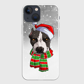 Чехол для iPhone 13 mini с принтом Новогодний Питбуль   New Years Pit bull в Екатеринбурге,  |  | christmas | dog | pit bull | santa | дед мороз | зима | новый год | питбуль | рождество | санта | снег | снежинка | собака | собачка | щенок