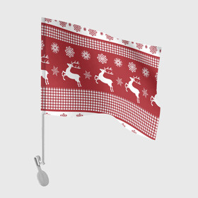 Флаг для автомобиля с принтом Узор с оленями в Екатеринбурге, 100% полиэстер | Размер: 30*21 см | background | christmas | deer | holiday | new year | pattern | snowflakes | новый год | олени | праздник | рождество | снежинки | узор | фон