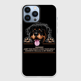 Чехол для iPhone 13 Pro Max с принтом Собака Ротвейлер в Екатеринбурге,  |  | animal | dog | fighting dog | rottweiler | бойцовская собака | год собаки | друг человека | животное | зверь | кинолог | пёс | порода собак | ротвейлер | собака ротвейлер | собаковод | хищник | четвероногий