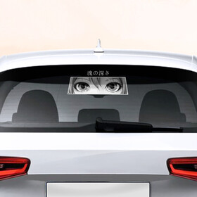 Наклейка на авто - для заднего стекла с принтом Аnime LOVELY EYES` в Екатеринбурге, ПВХ | Точные размеры наклейки зависят от выбранного изображения (ширина не больше 75 мм, высота не больше 45 мм) | анимэ | взгляд | глаза | иероглиф | мультики