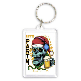 Брелок прямоугольный 35*50 с принтом Skull Santa в Екатеринбурге,  |  | art | beer | christmas | headphones | new year | santa | skull | арт | наушники | новый год | рождество | санта | череп