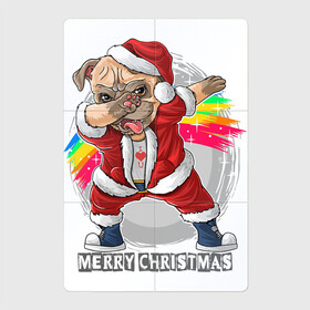 Магнитный плакат 2Х3 с принтом Christmas Pug в Екатеринбурге, Полимерный материал с магнитным слоем | 6 деталей размером 9*9 см | Тематика изображения на принте: christmas | dab | dog | holiday | new year | pug | rainbow | santa | даб | мопс | новый год | праздник | радуга | рождество | санта | собака