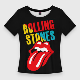 Женская футболка 3D Slim с принтом Роллинг Стоунз  Rolling Stones в Екатеринбурге,  |  | heavy metal | metal | rock | rolling | rolling stones | stones | trash metal | губы | квартет | метал | рок | рок группа | рок группы | роллинг стоунз | трэш метал | хеви метал | язык