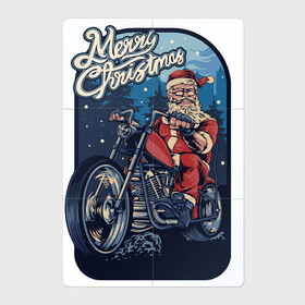 Магнитный плакат 2Х3 с принтом Santa Biker в Екатеринбурге, Полимерный материал с магнитным слоем | 6 деталей размером 9*9 см | art | christmas | motorcycle | new year | santa biker | santa claus | santa on a motorcycle | арт | дед мороз | мотоцикл | новый год | рождество | санта байкер | санта клаус | санта на мотоцикле