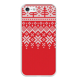 Чехол для iPhone 5/5S матовый с принтом Knitted Pattern в Екатеринбурге, Силикон | Область печати: задняя сторона чехла, без боковых панелей | background | christmas | holiday | knitted | knitted pattern | pattern | snow | trees | winter | вязаный | вязаный узор | елки | зима | праздник | рождество | снег | узор | фон