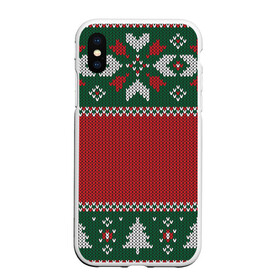 Чехол для iPhone XS Max матовый с принтом Knitted Christmas Pattern в Екатеринбурге, Силикон | Область печати: задняя сторона чехла, без боковых панелей | background | christmas | holiday | knitted | knitted pattern | pattern | trees | winter | вязаный | вязаный узор | елки | зима | праздник | рождество | узор | фон