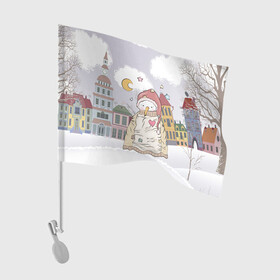 Флаг для автомобиля с принтом Одинокий снеговик в Екатеринбурге, 100% полиэстер | Размер: 30*21 см | brawl | brawl stars | brawlstars | lola | бравл | бравлстарс | лола | лоли | разрушитель