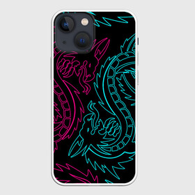 Чехол для iPhone 13 mini с принтом НЕОНОВЫЕ ДРАКОНЫ   NEON DRAGON в Екатеринбурге,  |  | china | dragon | japan | neon | texture | драконы | китай | мифология | неон | неоновые драконы | текстура | япония