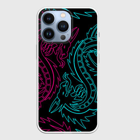 Чехол для iPhone 13 Pro с принтом НЕОНОВЫЕ ДРАКОНЫ   NEON DRAGON в Екатеринбурге,  |  | china | dragon | japan | neon | texture | драконы | китай | мифология | неон | неоновые драконы | текстура | япония