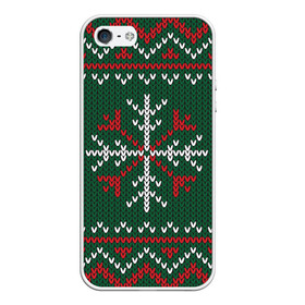 Чехол для iPhone 5/5S матовый с принтом Knitted Snowflake Pattern в Екатеринбурге, Силикон | Область печати: задняя сторона чехла, без боковых панелей | background | christmas | holiday | knitted pattern | pattern | snowflakes | trees | winter | вязаный узор | елки | зима | праздник | рождество | снежинки | узор | фон