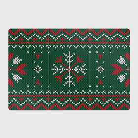 Магнитный плакат 3Х2 с принтом Knitted Snowflake Pattern в Екатеринбурге, Полимерный материал с магнитным слоем | 6 деталей размером 9*9 см | background | christmas | holiday | knitted pattern | pattern | snowflakes | trees | winter | вязаный узор | елки | зима | праздник | рождество | снежинки | узор | фон