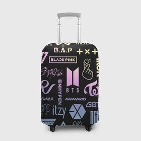 Чехол для чемодана 3D с принтом K-pop лого исполнителей в Екатеринбурге, 86% полиэфир, 14% спандекс | двустороннее нанесение принта, прорези для ручек и колес | aespa | astro | bap | bigbang | blackpink | bts | enhypen | exo | got7 | ikon | itzy | korean pop | kpop | mamamoo | megamax | monsta x | nct | red velvet | seventeen | shinee | stray kids | superm | twice | txt | атееz | группы | кпоп | музыка