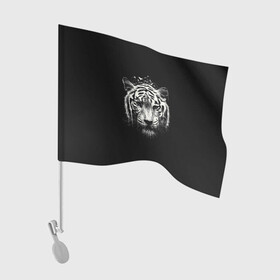 Флаг для автомобиля с принтом Черно Белый Тигр. Head в Екатеринбурге, 100% полиэстер | Размер: 30*21 см | 2022 | 22 | black | head | muzzle | new | second | symbol | tiger | twenty | two | white | year | белый | второй | год | года | голова | двадцать | нового | новый | символ | тигр | черный