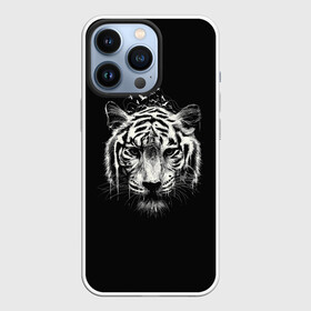 Чехол для iPhone 13 Pro с принтом Черно Белый Тигр. Head в Екатеринбурге,  |  | Тематика изображения на принте: 2022 | 22 | black | head | muzzle | new | second | symbol | tiger | twenty | two | white | year | белый | второй | год | года | голова | двадцать | нового | новый | символ | тигр | черный