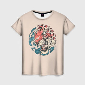 Женская футболка 3D с принтом Тора. Японский тигр в Екатеринбурге, 100% полиэфир ( синтетическое хлопкоподобное полотно) | прямой крой, круглый вырез горловины, длина до линии бедер | 2022 | 22 | eyes | fangs | japan | japanese | new | ocean | river | sea | second | symbol | tiger | tora | torah | twenty | water | year | вода | второй | глаза | год | года | двадцать | клыки | море | нового | новый | океан | река | символ | тигр | тора 