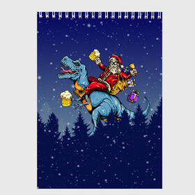 Скетчбук с принтом Санта Клаус на Пивозавре в Екатеринбурге, 100% бумага
 | 48 листов, плотность листов — 100 г/м2, плотность картонной обложки — 250 г/м2. Листы скреплены сверху удобной пружинной спиралью | christmas | santa | дед мороз | динозавр | елка | зима | новый год | подарок | рождество | санта | снег | снежинка