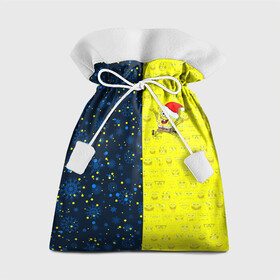 Подарочный 3D мешок с принтом Новогодний Губка Боб в Екатеринбурге, 100% полиэстер | Размер: 29*39 см | christmas | santa | sponge bob | spongebob | губка боб | дед мороз | зима | квадратные штаны | мультфильм | новый год | рождество | санта | сквэр пэнтс | снег | снежинка | спанч боб
