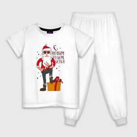 Детская пижама хлопок с принтом С НОВЫМ ГОДОМ, ДЕТКА в Екатеринбурге, 100% хлопок |  брюки и футболка прямого кроя, без карманов, на брюках мягкая резинка на поясе и по низу штанин
 | art | christmas | drawing | funny | gift | hipster | new year | rocker | santa claus | tough grandfather | арт | дед мороз | крутой дед | новый год | подарок | прикол | рисунок | рождество | рокер | санта клаус | хипстер