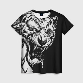 Женская футболка 3D с принтом Тигр: свирепый и кровожадный в Екатеринбурге, 100% полиэфир ( синтетическое хлопкоподобное полотно) | прямой крой, круглый вырез горловины, длина до линии бедер | 2022 | bloodthirsty | ferocious | look | powerful | predator | strong | tiger | year of the tiger | взгляд | год тигра | кровожадный | мощный | свирепый | сильный | тигр | хищник