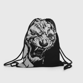 Рюкзак-мешок 3D с принтом Тигр: свирепый и кровожадный в Екатеринбурге, 100% полиэстер | плотность ткани — 200 г/м2, размер — 35 х 45 см; лямки — толстые шнурки, застежка на шнуровке, без карманов и подкладки | 2022 | bloodthirsty | ferocious | look | powerful | predator | strong | tiger | year of the tiger | взгляд | год тигра | кровожадный | мощный | свирепый | сильный | тигр | хищник