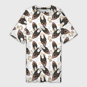 Платье-футболка 3D с принтом Доберман (Doberman) в Екатеринбурге,  |  | animal | doberman | dog | pinscher | schnauzer | год собаки | доберман | друг человека | животное | зверь | кинолог | пес | пинчер | порода собак | собака доберман | собаковод | хищник | четвероногий | шнауцер