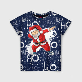 Детская футболка 3D с принтом Санта Клаус Даб в Екатеринбурге, 100% гипоаллергенный полиэфир | прямой крой, круглый вырез горловины, длина до линии бедер, чуть спущенное плечо, ткань немного тянется | christmas | dab | dabbing | santa | дед мороз | елка | зима | новый год | подарок | рождество | санта | снег | снегурочка | снежинка