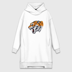 Платье-худи хлопок с принтом Голова разъяренного тигра в Екатеринбурге,  |  | tiger | восточный тигр | год тигра | иероглиф тигра | кошка | тигр | тигренок
