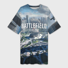 Платье-футболка 3D с принтом Battlefield 2042  КАЛЕЙДОСКОП в Екатеринбурге,  |  | 2042 | action | art | battlefield | dice | game | map | shooter | арт | батла | батлфилд | война | калейдоскоп | карта | шутер