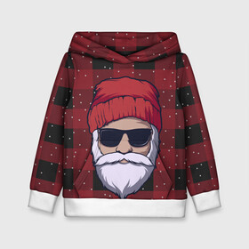 Детская толстовка 3D с принтом SANTA HIPSTER | САНТА ХИПСТЕР в Екатеринбурге, 100% полиэстер | двухслойный капюшон со шнурком для регулировки, мягкие манжеты на рукавах и по низу толстовки, спереди карман-кенгуру с мягким внутренним слоем | Тематика изображения на принте: 2022 | bad | christmas | cold | dab | dub | hipster | klaus | merry | new | santa | snow | winter | year | год | даб | зима | клаус | мороз | новый | рождество | санта | снег | хипстер | холод