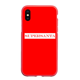 Чехол для iPhone XS Max матовый с принтом SUPERSANTA в Екатеринбурге, Силикон | Область печати: задняя сторона чехла, без боковых панелей | 2022 | supersanta | дед мороз | новый год | санта