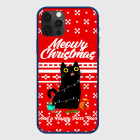 Чехол для iPhone 12 Pro Max с принтом MEOW | CHRISTMAS в Екатеринбурге, Силикон |  | 2020 | 2021 | 2022 | christmas | meow | meowy christmas | merry | кот | леденец | мяу | нг | новогодний | новый год | олени | рождество | свитер | узоры