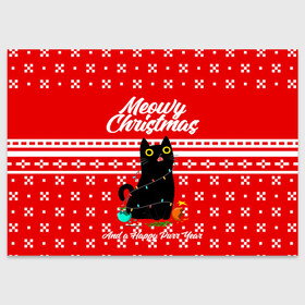 Поздравительная открытка с принтом MEOW | CHRISTMAS в Екатеринбурге, 100% бумага | плотность бумаги 280 г/м2, матовая, на обратной стороне линовка и место для марки
 | 2020 | 2021 | 2022 | christmas | meow | meowy christmas | merry | кот | леденец | мяу | нг | новогодний | новый год | олени | рождество | свитер | узоры