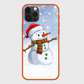 Чехол для iPhone 12 Pro с принтом Веселый Снеговик   Happy Snowman в Екатеринбурге, силикон | область печати: задняя сторона чехла, без боковых панелей | Тематика изображения на принте: christmas | santa | snowman | дед мороз | елка | зима | новый год | рождество | санта | снег | снеговик | снегурочка | снежинка